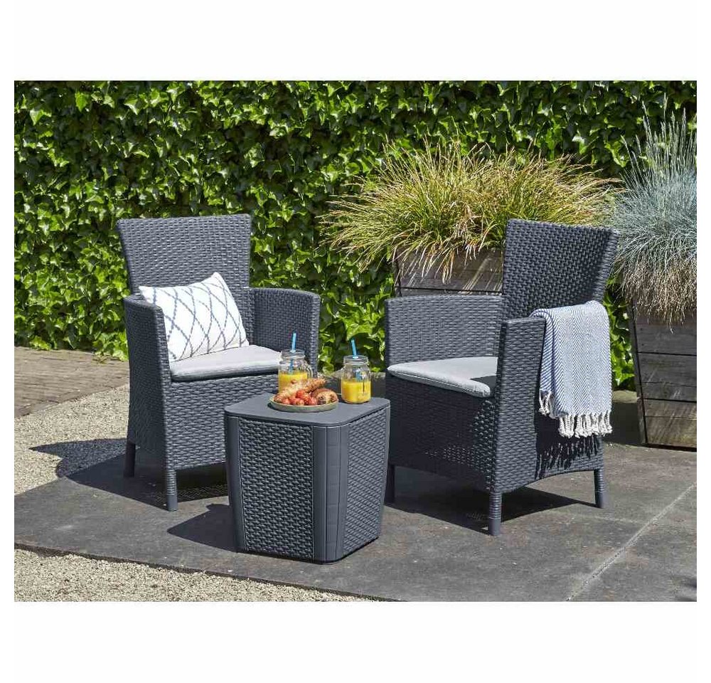 Gartentrends Gartenlounge-Set Iowa, (3-teilig), (3-teilig) in graphit, grau - 70x65x80 (BxHxT) von Gartentrends