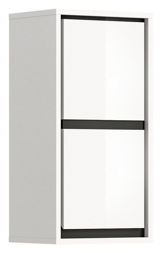 freiraum Hängeschrank Jaru in Weiß Hochglanz - 35x69x24cm (BxHxT) von freiraum