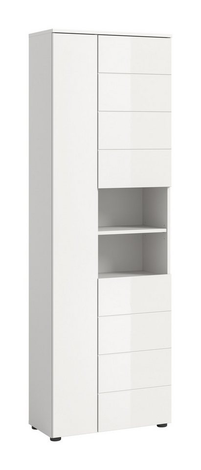 freiraum Hochschrank Vira 3 Türen, weiß / weiß hochglanz - 60x190x34cm (BxHxT) von freiraum