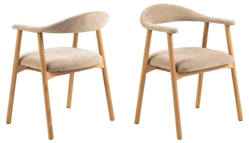 freiraum Holzstuhl Addi (2er-Set), (2er-Set) in Beige, Polyester, Massivholz - 56x75,5x54 (BxHxT) von freiraum