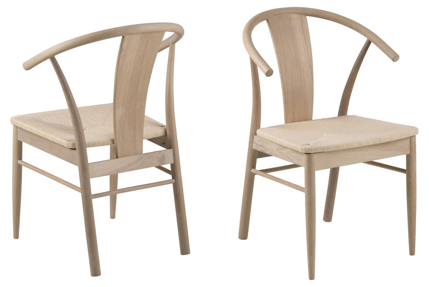 freiraum Holzstuhl Janik (2er-Set), (2er-Set) in Eiche weiss pigmentiert - 54x83x54 (BxHxT) von freiraum