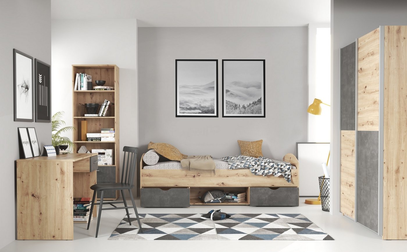 freiraum Jugendzimmer-Set LUPO, (7-teilig), (7-teilig) in Artisan Eiche Dekor/Betonoptik von freiraum