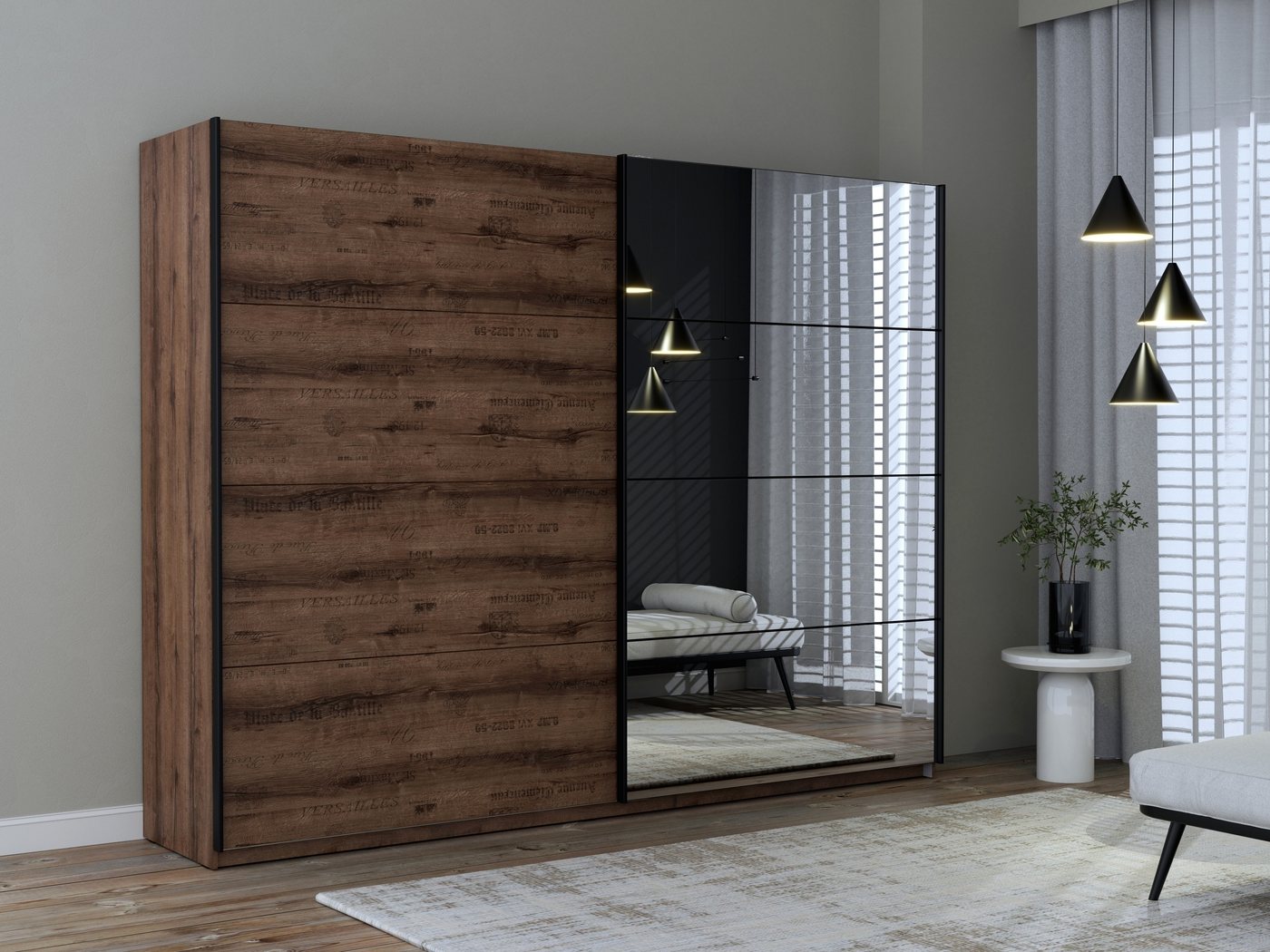 freiraum Kleiderschrank Jacky in Script-Schlammeiche/Spiegel B/H/T ca.269,9x209,7x61,2cm freiraum Kleiderschrank Jacky in Script-Schlammeiche/Spiegel B/H/T ca.269,9x209,7x61,2cm von freiraum