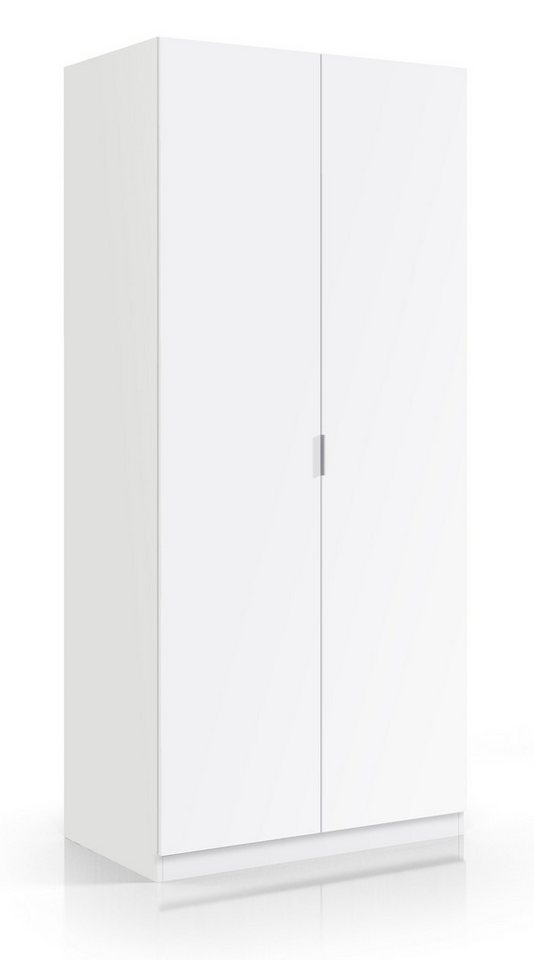 freiraum Kleiderschrank LC-180 2 Türen, Kleiderstange, Ablageboden, Weiß - 81x180x52 (BxHxT) von freiraum