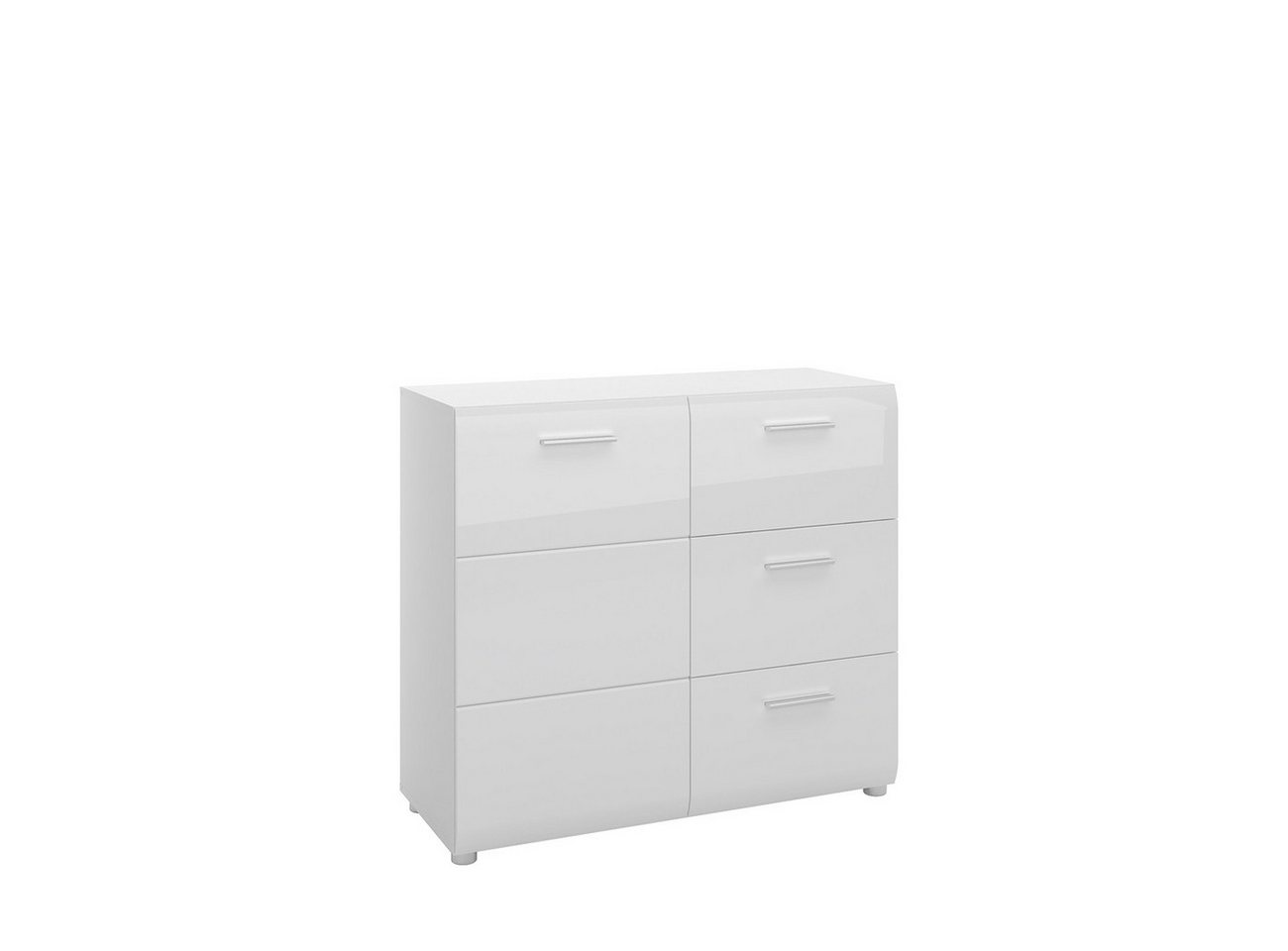 freiraum Kommode MERANO, 1 Tür, 3 Schübe, Alpinweiß / Weiß Hochglanz - 96x86x39 (BxHxT) von freiraum