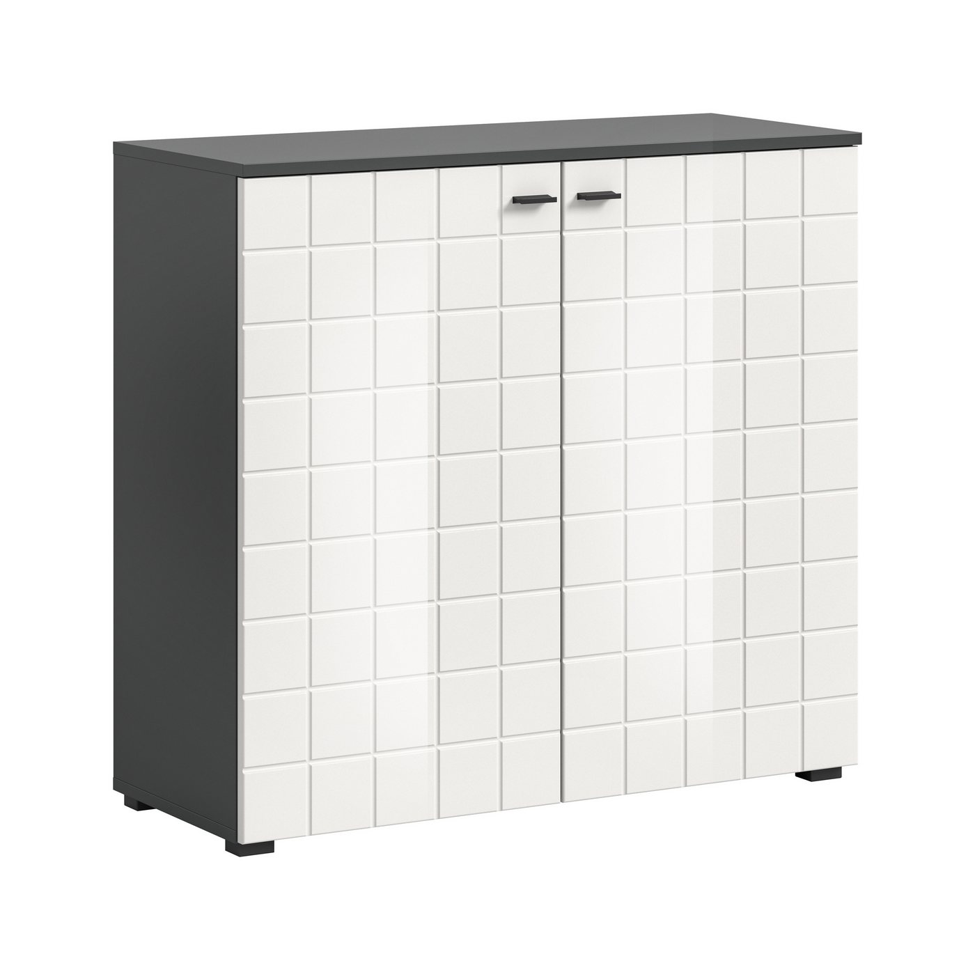 freiraum Kommode Monte, in Anthrazit / Weiß Hochglanz - 92x86x37cm (BxHxT) von freiraum