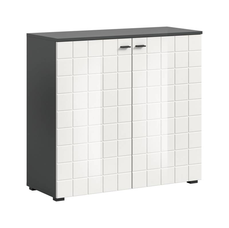 freiraum Kommode Monte, in Anthrazit / Weiß Hochglanz - 92x86x37cm (BxHxT) von freiraum