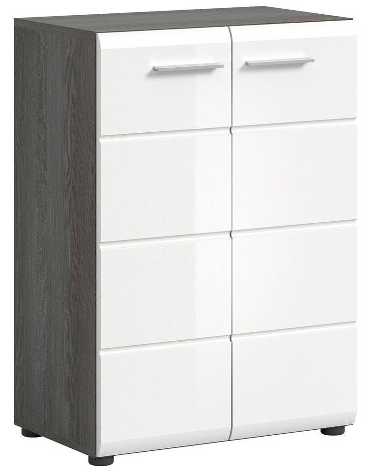 freiraum Kommode Salsa, in Rauchsilber / Weiß Hochglanz - 60x85x37cm (BxHxT) von freiraum