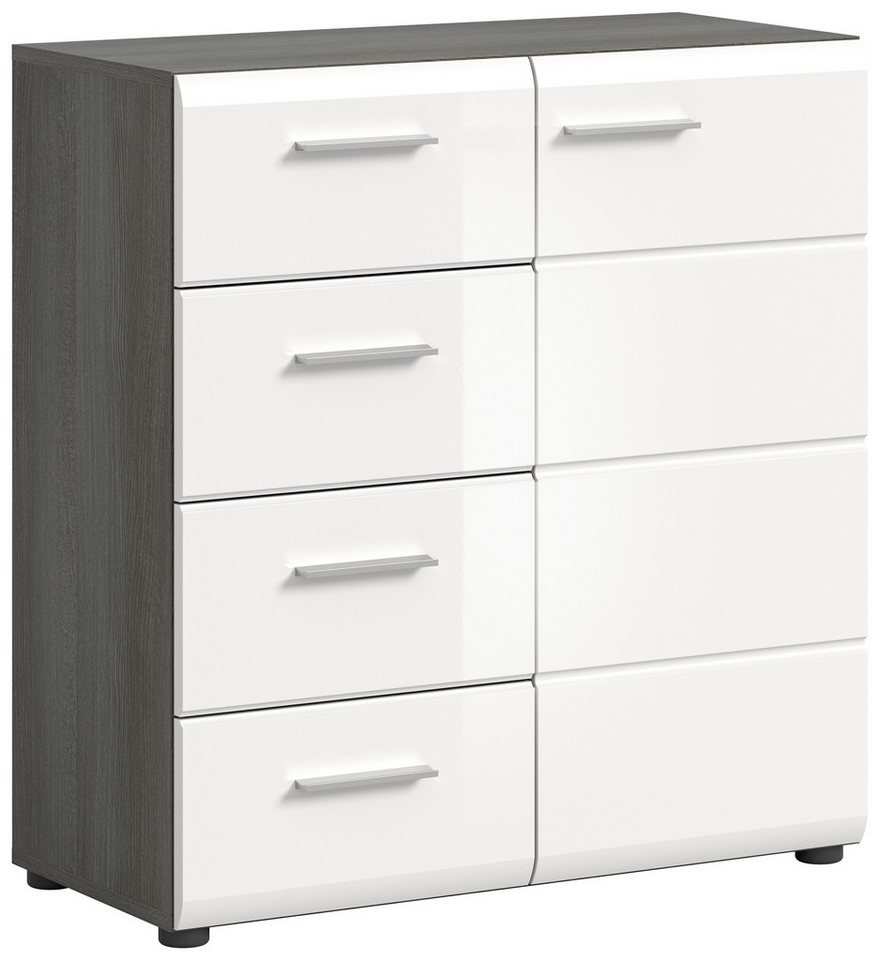 freiraum Kommode Salsa, in Rauchsilber / Weiß Hochglanz - 75x85x37cm (BxHxT) von freiraum