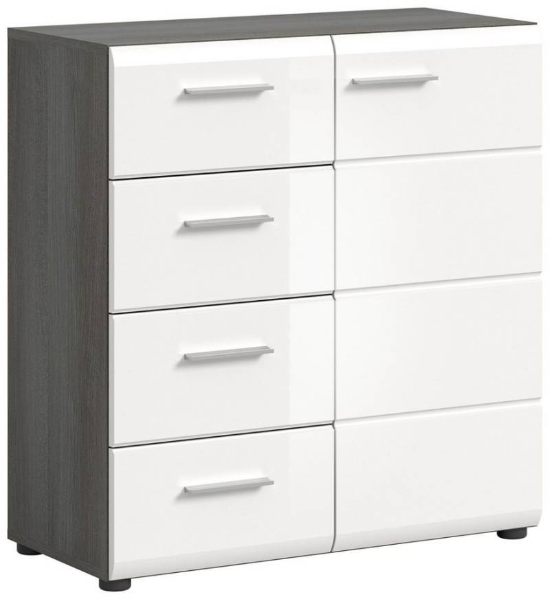 freiraum Kommode Salsa, in Rauchsilber / Weiß Hochglanz - 75x85x37cm (BxHxT) von freiraum