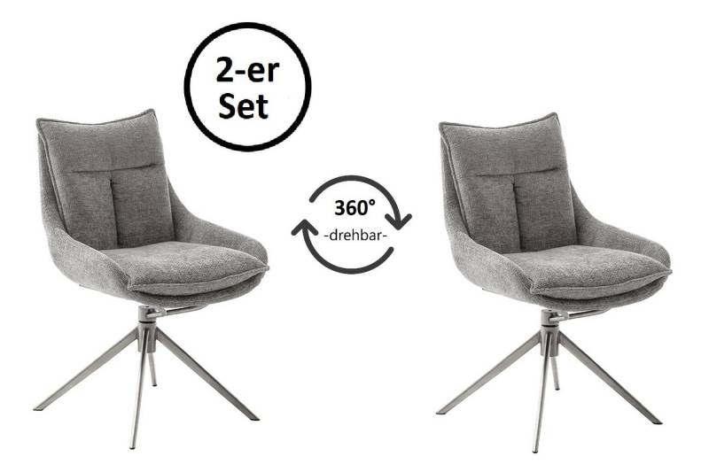freiraum Küchenstuhl PARKER (2-er Set), (2-er Set) in Anthrazit, Polyester - 57x85x65cm (BxHxT) von freiraum