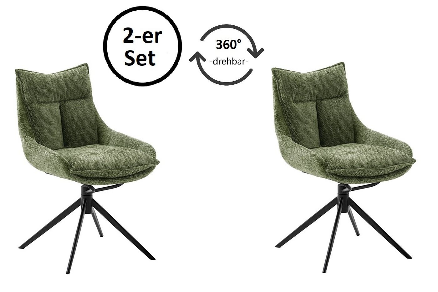 freiraum Küchenstuhl PARKER (2-er Set), (2-er Set) in Olive, Polyester - 57x85x65cm (BxHxT) von freiraum