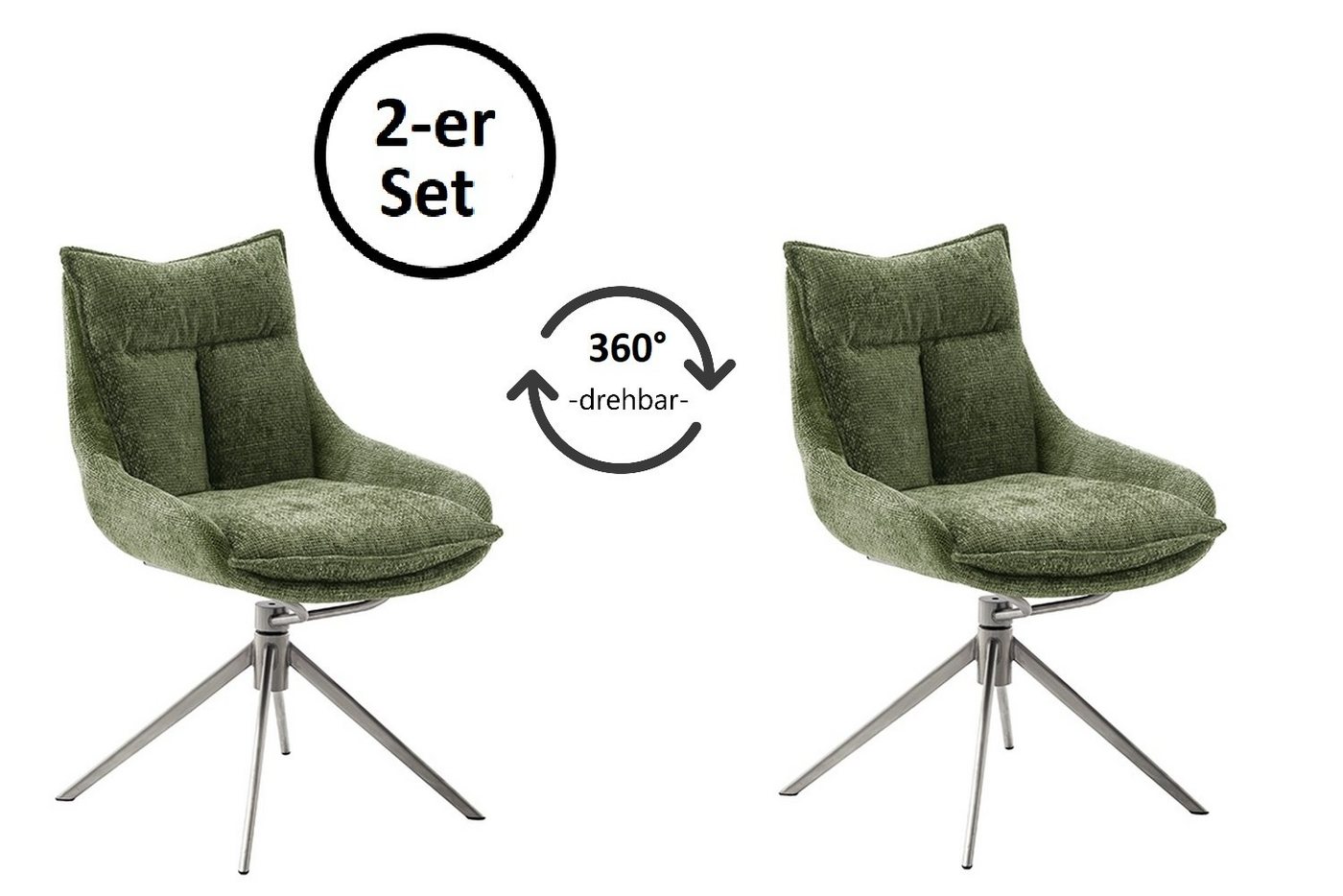 freiraum Küchenstuhl PARKER (2-er Set), (2-er Set) in Olive, Polyester - 57x85x65cm (BxHxT) von freiraum