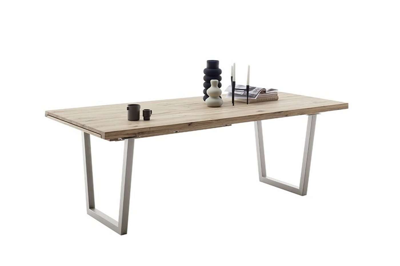 freiraum Kulissen-Esstisch BROOKLYN, in Bianco geölt / Edelstahl - 280x73x100 (BxHxT) von freiraum