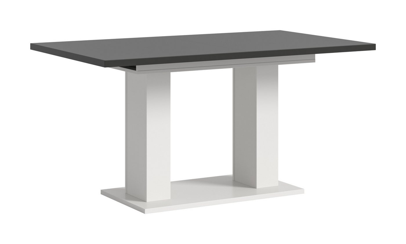 freiraum Kulissen-Esstisch Motion, ausziehbar 190cm, Grau / Weiß - 150/190x76x90cm (BxHxT) von freiraum