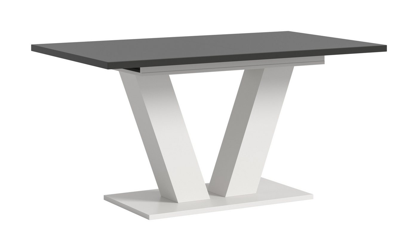 freiraum Kulissen-Esstisch Motion, ausziehbar 190cm, Grau / Weiß - 150/190x76x90cm (BxHxT) von freiraum