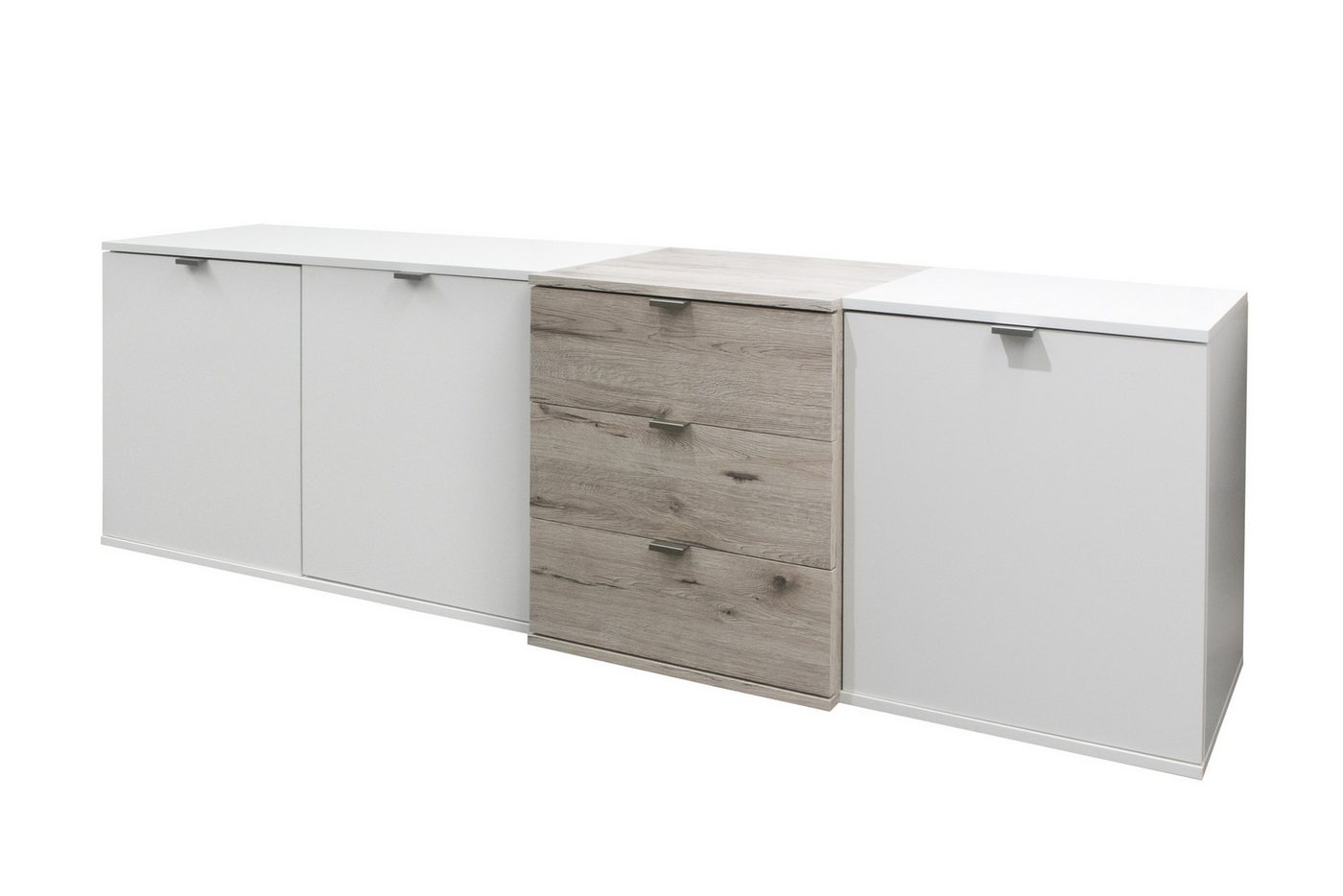 freiraum Lowboard Rocco, in weiß matt / sandeiche - 178x58x41 (BxHxT) von freiraum