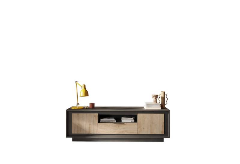 freiraum Lowboard Siena, 2 Türen, 1 Schub, Lava anthrazit, Cadiz Eiche Dekor - 180x58x50 BxHxT von freiraum