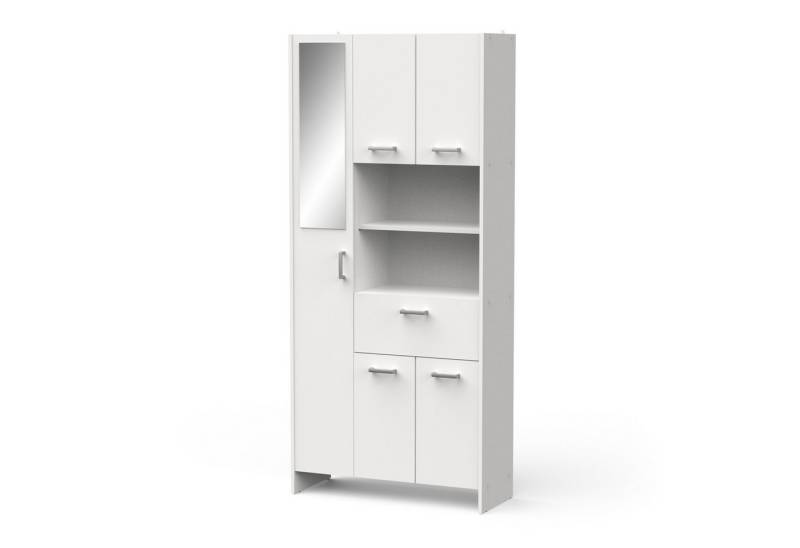PREISBRECHER Mehrzweckschrank CORALIE 3 in Matt weiß - 83,4x184,9x32,8cm (BxHxT) von PREISBRECHER