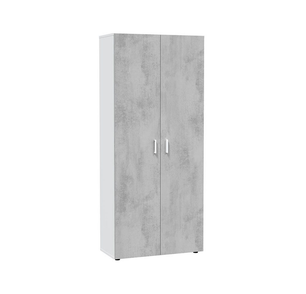 freiraum Mehrzweckschrank Tidy in Weiß / Beton Grau - 80x182x37 (BxHxT) von freiraum
