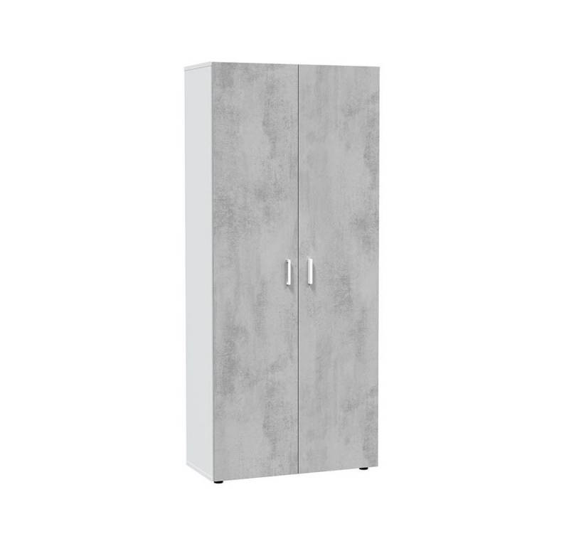 freiraum Mehrzweckschrank Tidy in Weiß / Beton Grau - 80x182x37 (BxHxT) von freiraum