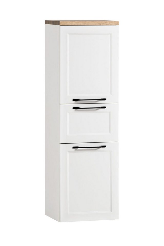 freiraum Midischrank Lyon in weiß, Wotaneiche, MDF - 40x130x35cm (BxHxT) von freiraum
