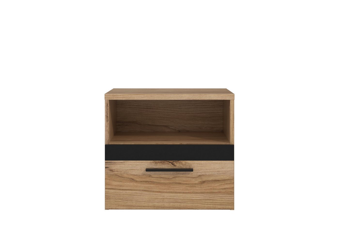 freiraum Nachtkommode DALATE, 1 Schublade, Catania Eiche / Schwarz Matt - 50,2x45,2x33,8 (BxHxT) von freiraum