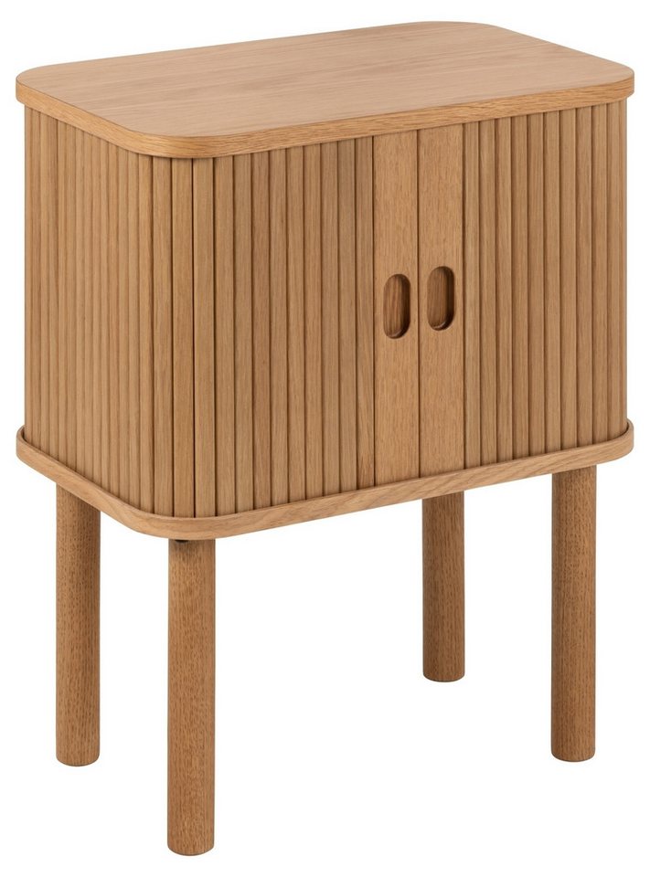 freiraum Nachtkommode Langley, mit Lamellenfront in Eiche furniert, MDF - 45x60x30cm (BxHxT) von freiraum
