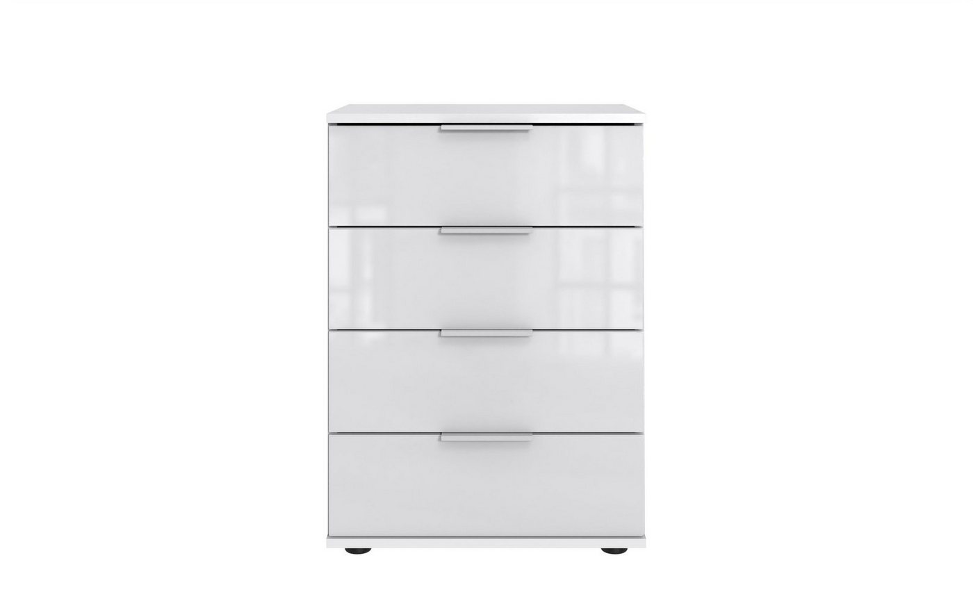 freiraum Nachtschrank Danzig in WEISS + GLAS WEISS - 52x74x38cm (BxHxT) von freiraum