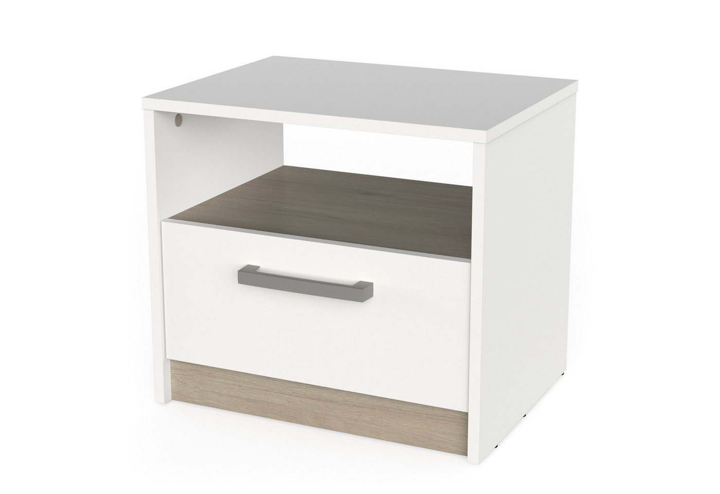PREISBRECHER Nachttisch WATSON, in Matt weiß - 46x41x34,6cm (BxHxT) von PREISBRECHER