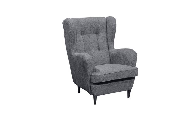 freiraum Ohrensessel OSKAR, Massivholzfüße, Nosagfederkern, Bezug anthrazit - 78x102x98 (BxHxT) von freiraum