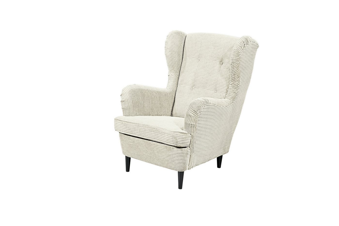 freiraum Ohrensessel OSKAR, Massivholzfüße, Nosagfederkern, Bezug cream - 78x102x98 (BxHxT) von freiraum