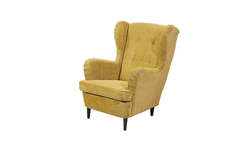 freiraum Ohrensessel OSKAR, Massivholzfüße, Nosagfederkern, Bezug mustard - 78x102x98 (BxHxT) von freiraum