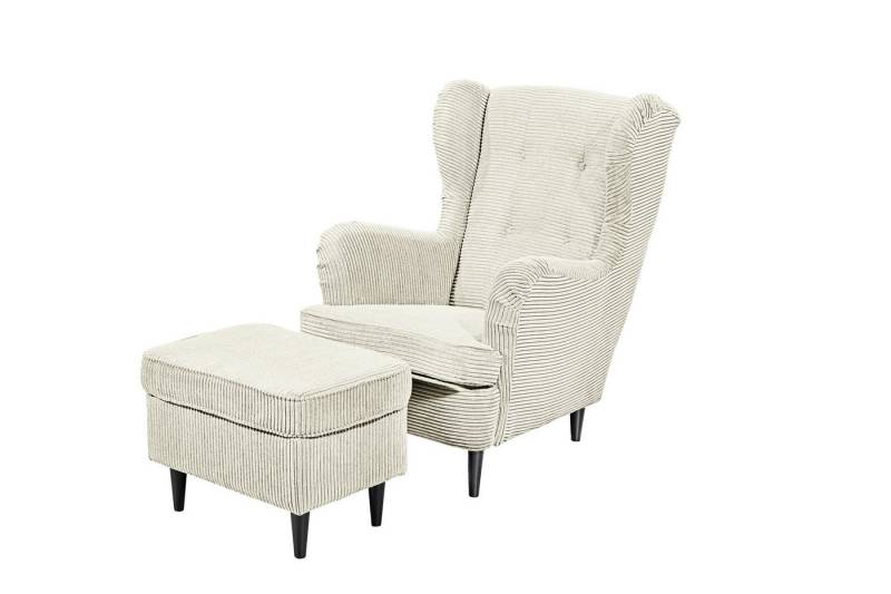 freiraum Ohrensessel OSKAR (Sessel und Hocker), (Sessel und Hocker) in Cream - 78x102x98 (BxHxT) von freiraum