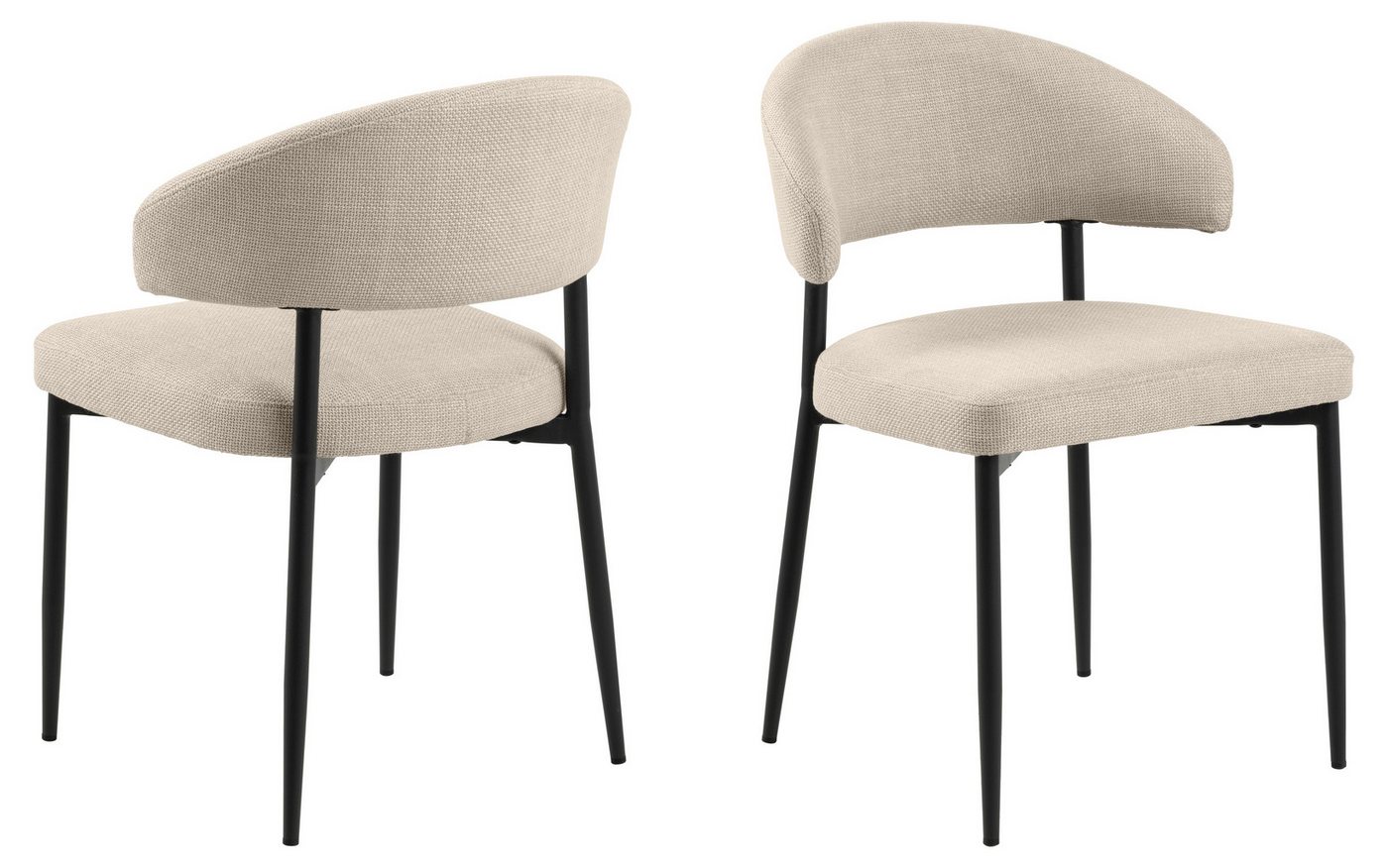 freiraum Polsterstuhl Edina (2er-Set), (2er-Set) in Beige, Polyester,Stahl - 56x77x55cm (BxHxT) von freiraum