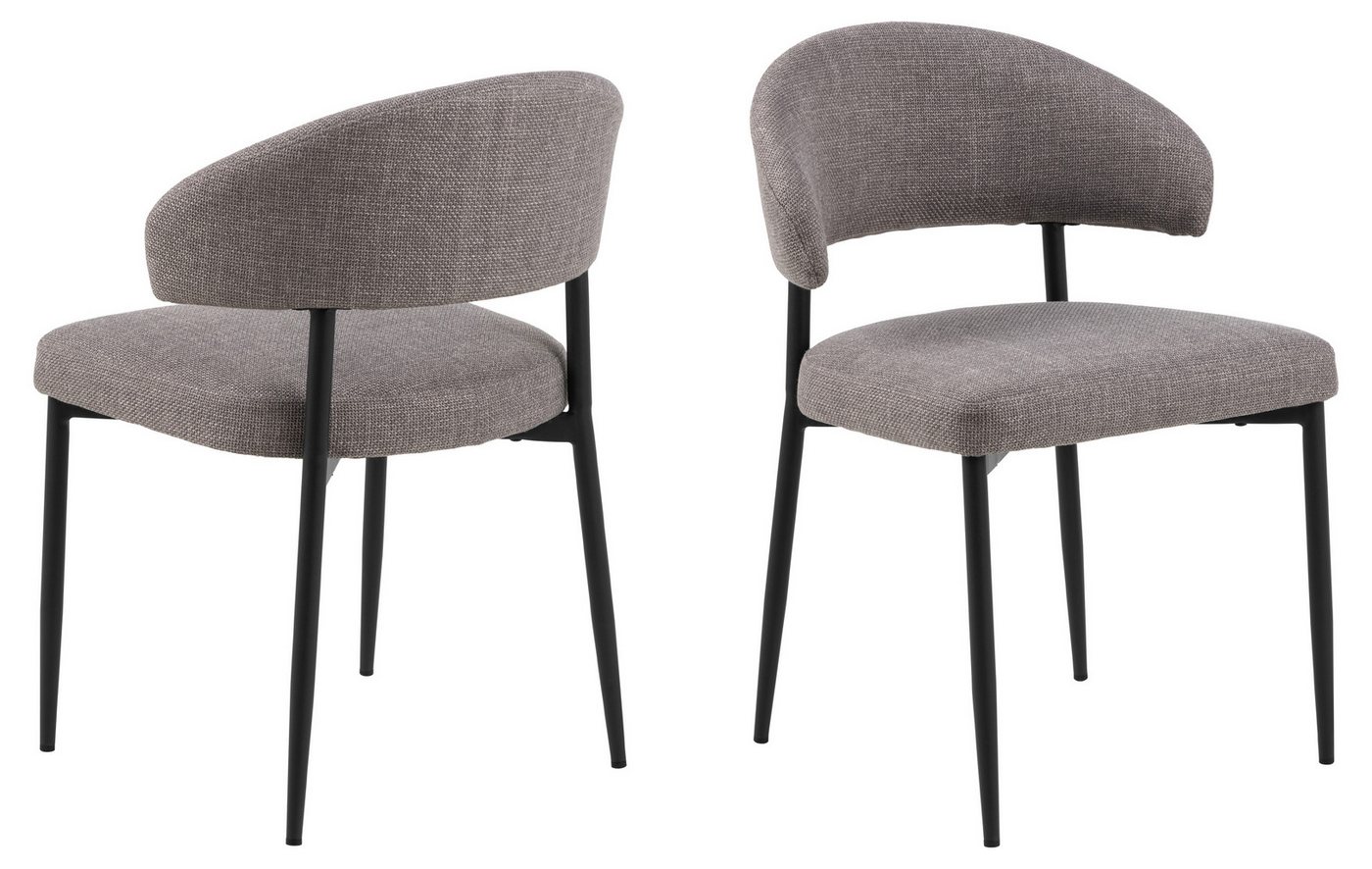 freiraum Polsterstuhl Edina (2er-Set), (2er-Set) in graubraun, Polyester, Stahl - 56x77x55 (BxHxT) von freiraum