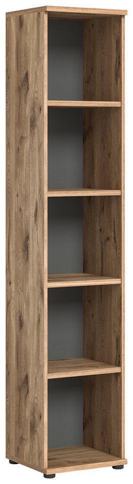 freiraum Regal Mason, in Nox Oak / Basalt Grau - 40x199x37cm (BxHxT) von freiraum