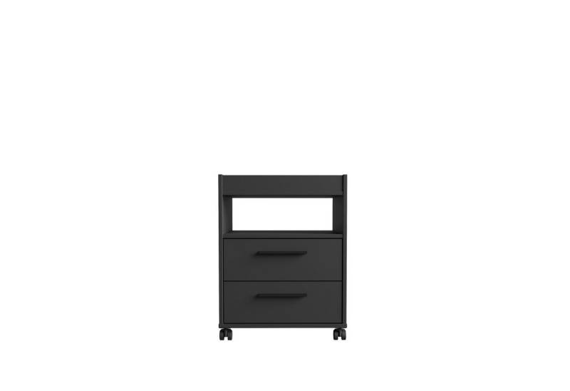 freiraum Rollcontainer TEZAUR, 2 Schübe, 1 Fach, Rollen, schwarz matt - 48,4x63x42cm (B/H/T) von freiraum