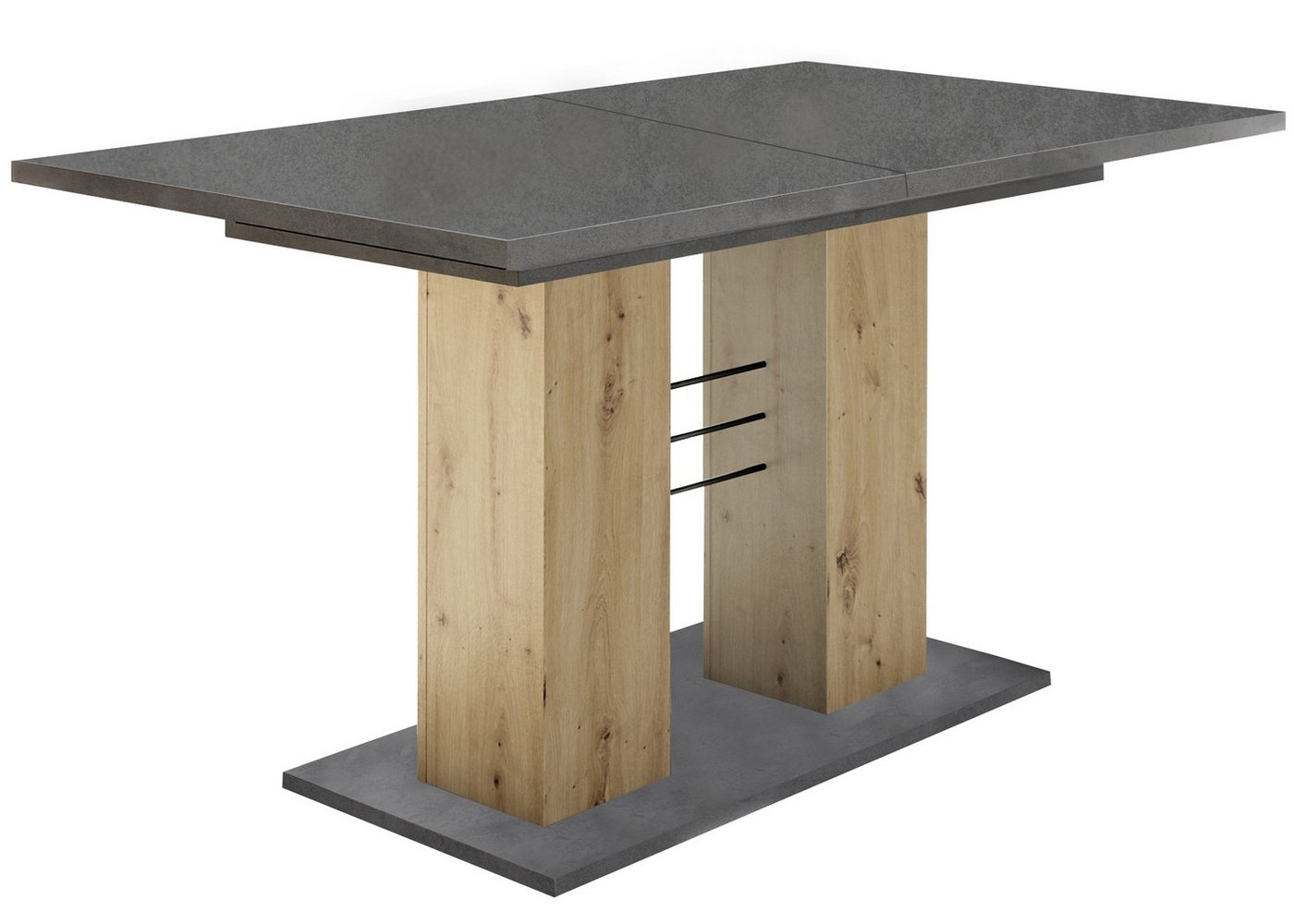 freiraum Säulen-Esstisch Teo (ausziehbar), (ausziehbar) in asteiche / graphit - 140x76x80cm (BxHxT) von freiraum