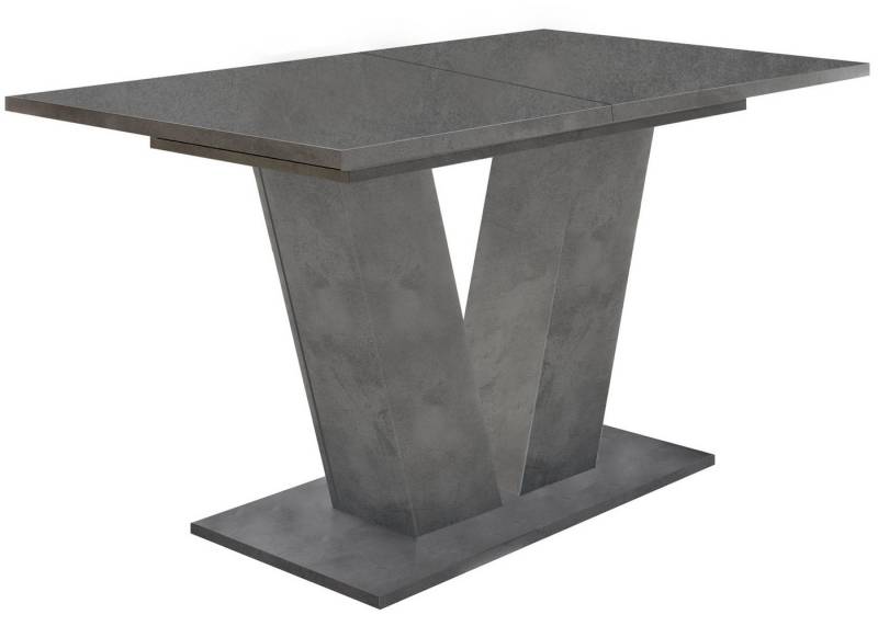 freiraum Säulen-Esstisch Teo (ausziehbar), (ausziehbar) in graphit - 140x76x80cm (BxHxT) von freiraum