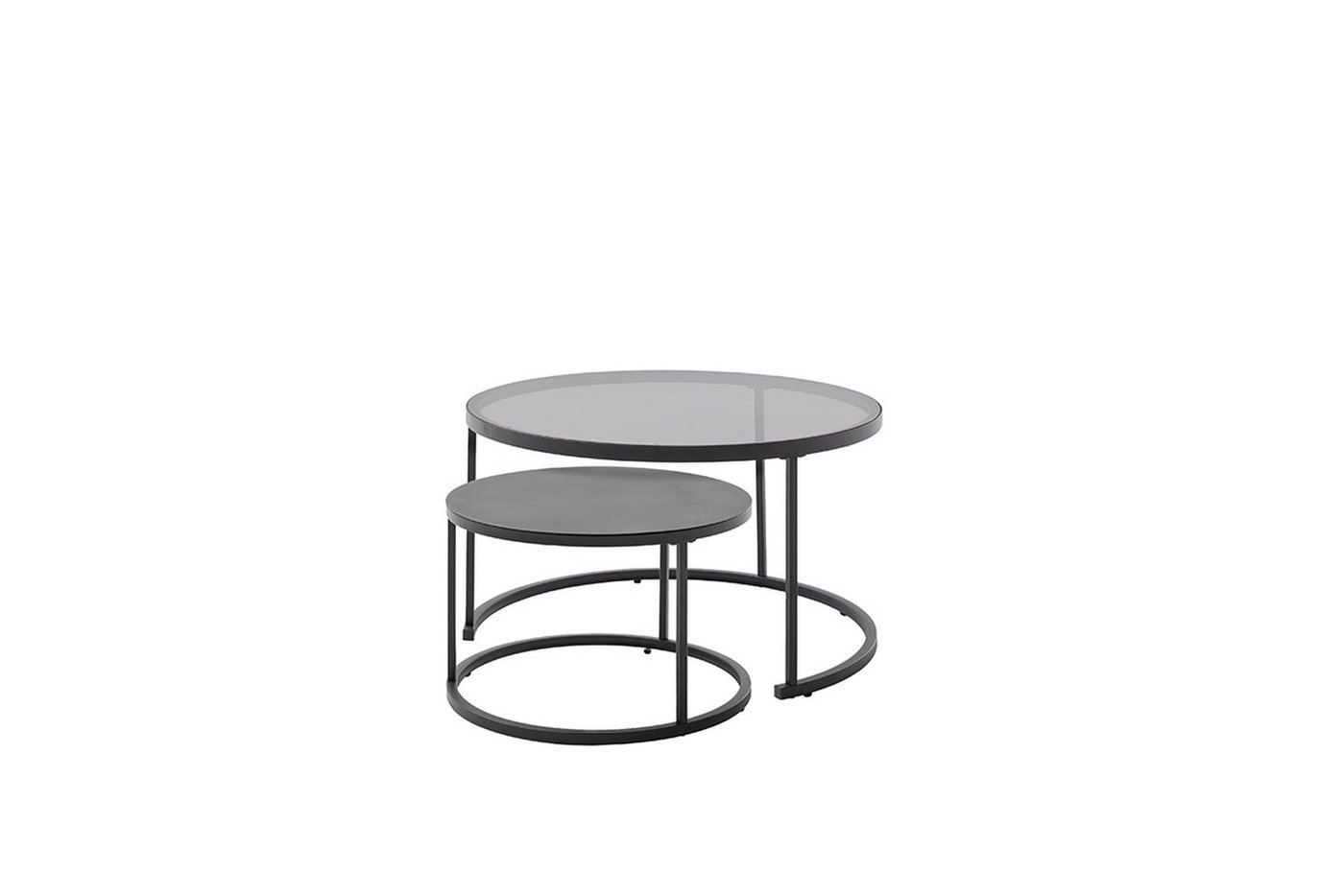 freiraum Satztisch CHESTER (2er-Set), (2er-Set) schwarz, Metall/ Glas - 74/42/74 cm + 55/35/55 cm (BxHxT) von freiraum