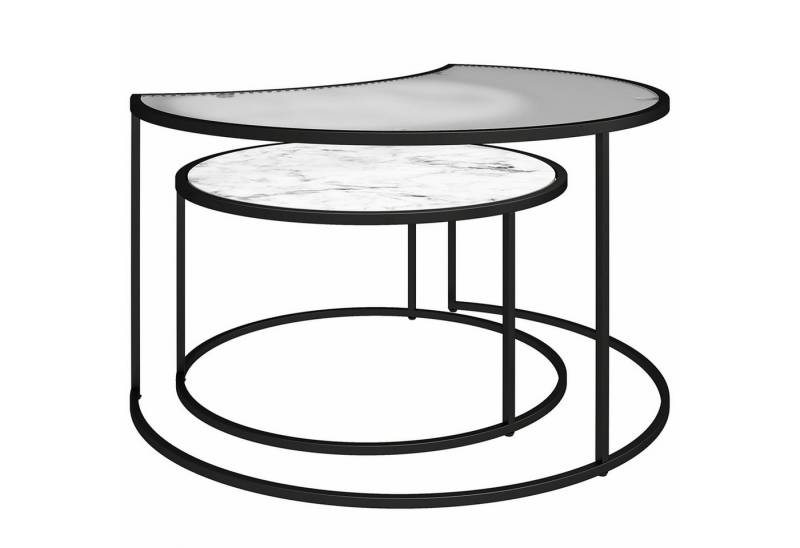 freiraum Satztisch Halvor, (2er-Set) schwarz und weiß, MDF/Glas/Metall - 78x45x62cm (BxHxT) von freiraum