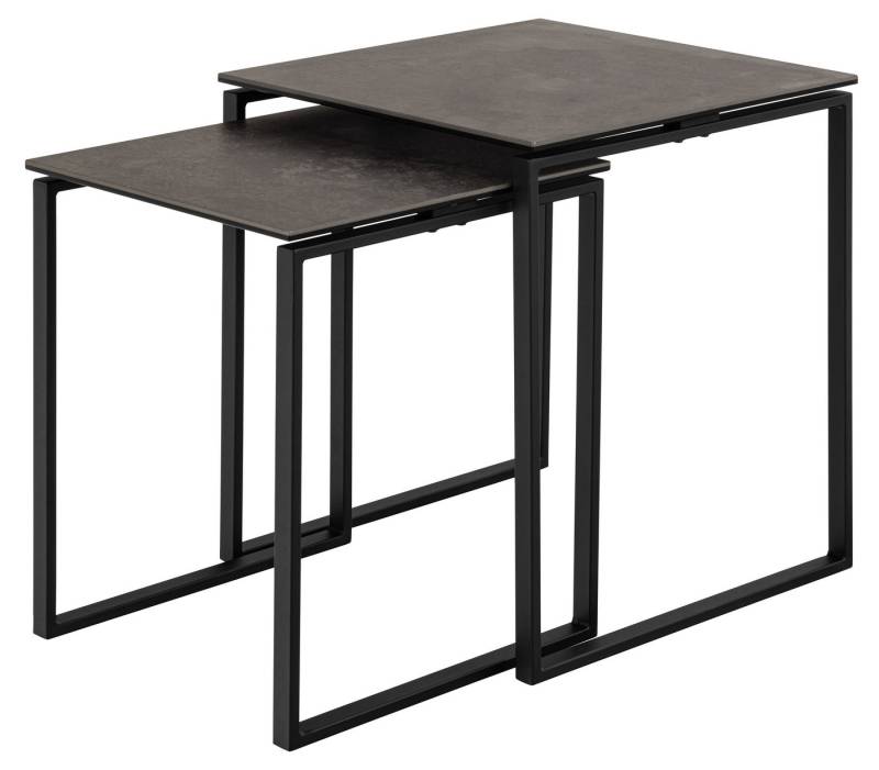 freiraum Satztisch Katrine (2er-Set), (2er-Set) Glas-Keramik / schwarz - 50x55x50 + 43x43x50 cm (BxHxT) von freiraum
