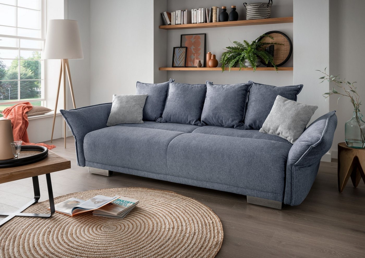 freiraum Schlafsofa Phedra, in 9754 Corto grau-braun, Mikrofaser - 242x90x131cm (BxHxT) von freiraum