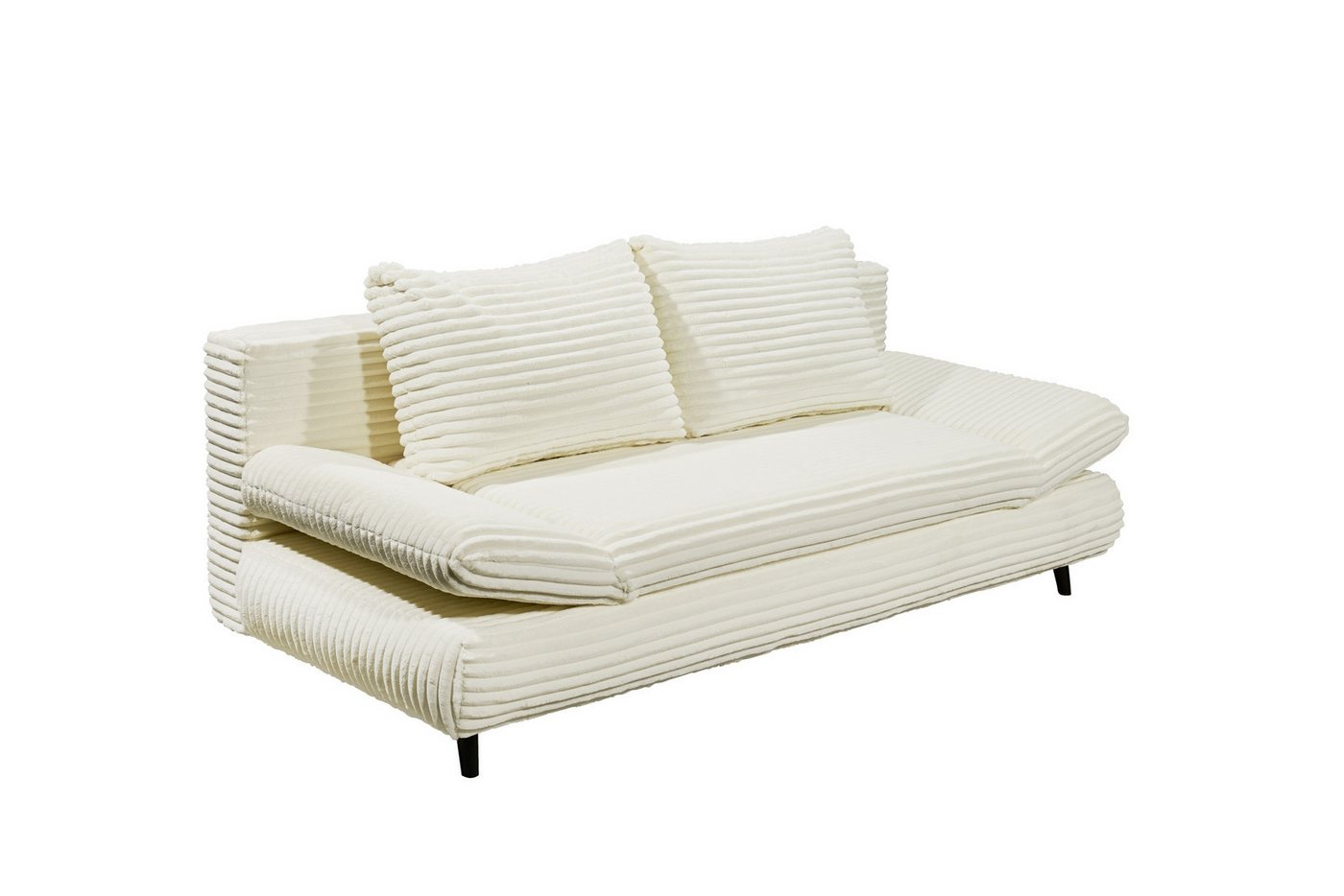 freiraum Schlafsofa SUNNY 2 Lux.3DL Schlafs., Liegefläche 140x210cm, in Cord Ivory - 212x76x101 (BxHxT) von freiraum
