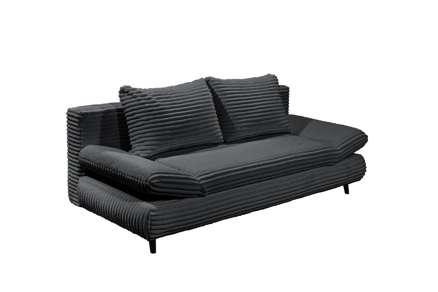 freiraum Schlafsofa SUNNY 2 Lux.3DL Schlafs., Liegefläche 140x210cm, in Cord black - 212x76x101 (BxHxT) von freiraum