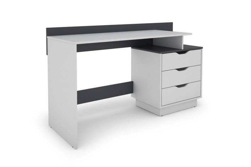 freiraum Schreibtisch BELFAST (B 138, H 83,5, T 51,5 cm), in Weiß/Anthrazit 138 x 83,5 x 51,5 cm (BxHxT) von freiraum