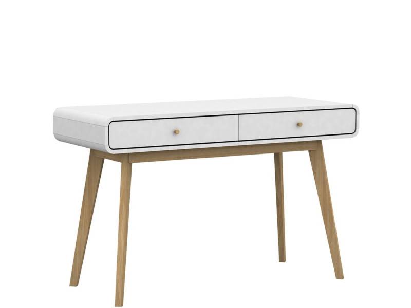 freiraum Schreibtisch Janne, 2 Schubladen, in Weiß und Eiche - 120x79x50cm (BxHxT) von freiraum