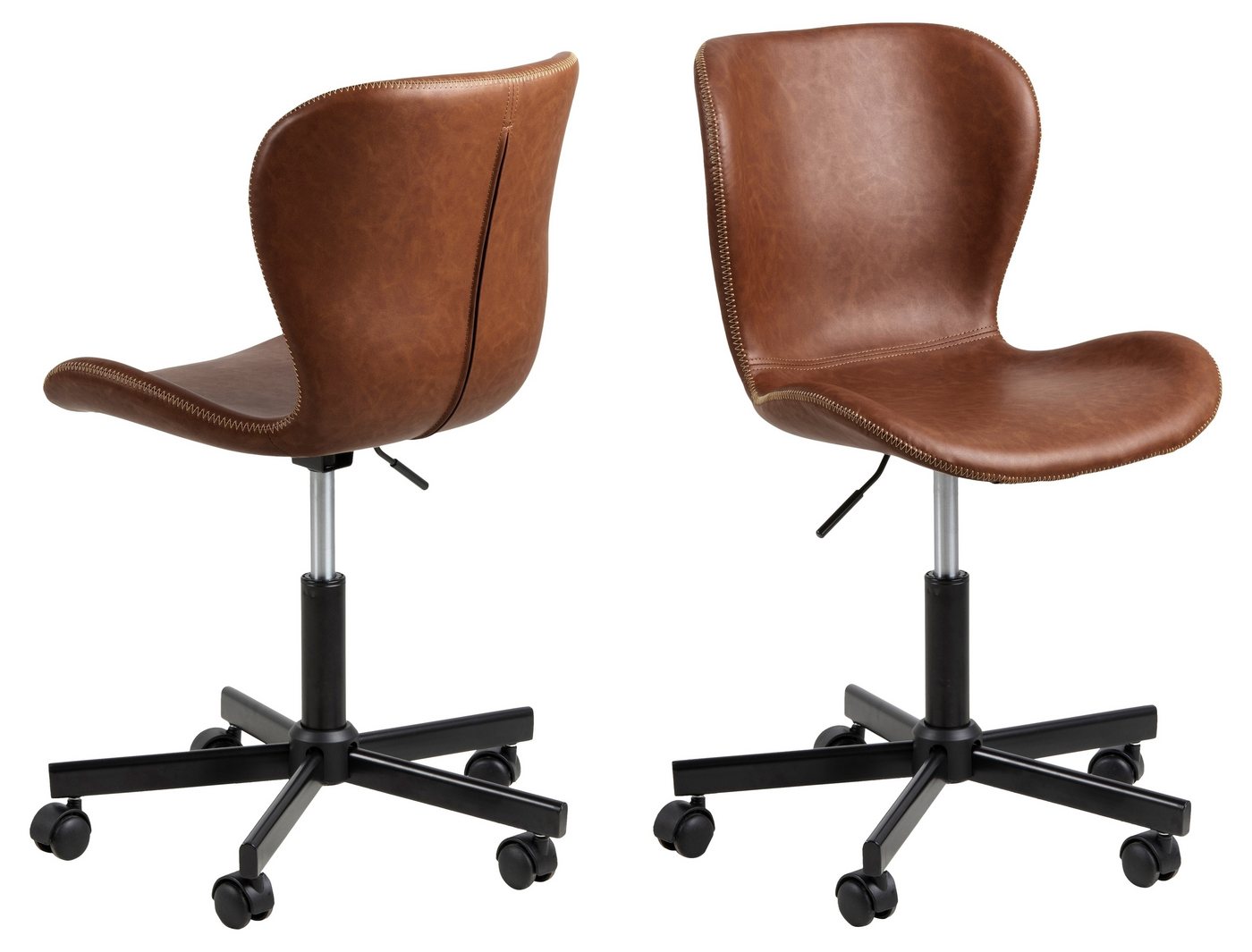 freiraum Schreibtischstuhl Batilda -A1, in cognac, Polyurethan, Stahl - 55x87x54 (BxHxT) von freiraum