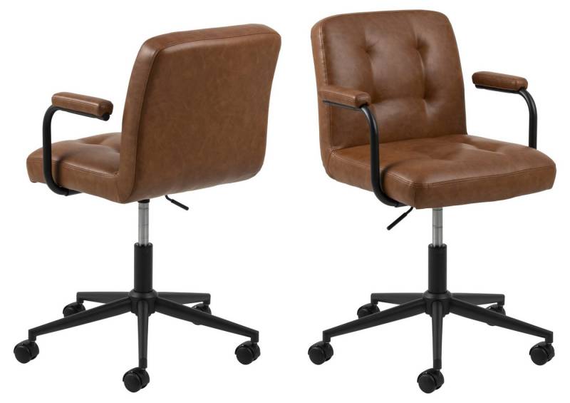 freiraum Schreibtischstuhl Cosmo, in cognac, Polyurethan, Stahl - 56x88,5x59cm (BxHxT) von freiraum